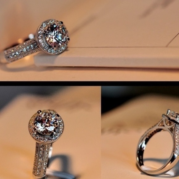 925 Sterling Silver Brilliant Cut Round CZ Ring -5 - Picture 2 of 8